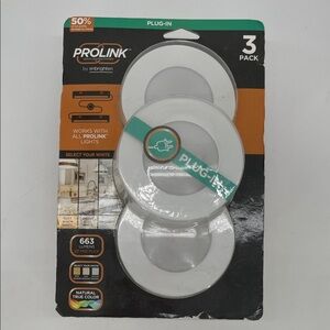 New In Package ProLink Plug-In Under Cabinet Puck Lights 3-Pack